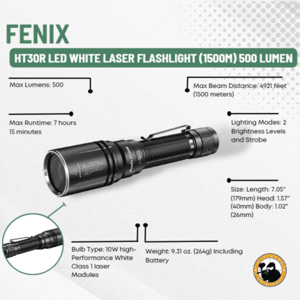 fenix ht30r led white laser flashlight (1500m) 500 lumen