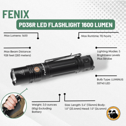 fenix pd36r led flashlight 1600 lumen