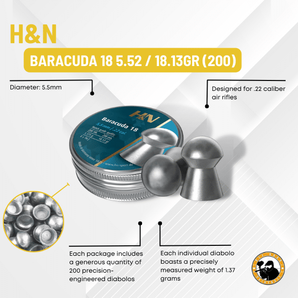 H&n Baracuda 18 5.52 / 18.13gr (200) - Dyehard Paintball