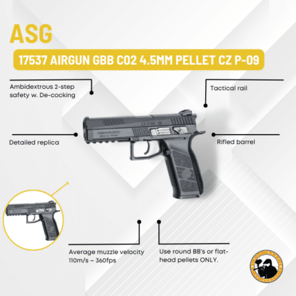 asg 17537 airgun gbb c02 4.5mm pellet cz p-09