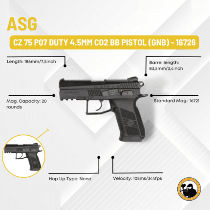 asg cz 75 p07 duty 4.5mm co2 bb pistol (gnb) - 16726