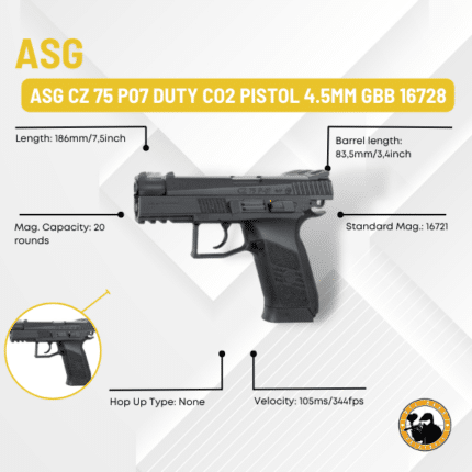 asg cz 75 p07 duty co2 pistol 4.5mm gbb 16728