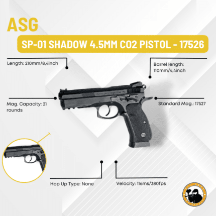 Asg Sp-01 Shadow 4.5mm Co2 Pistol - 17526 - Dyehard Paintball