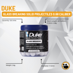 duke glass breaking solid projectiles 0.68 caliber 125 units
