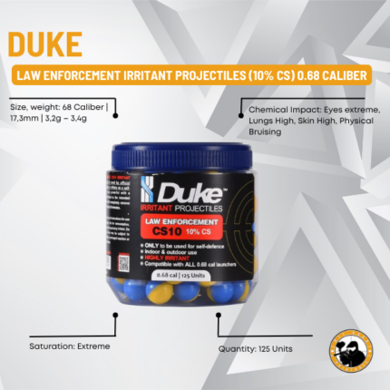 duke law enforcement cs10 irritant projectiles (10% cs) 0.68 caliber 125 units