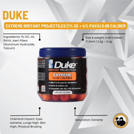 duke extreme irritant projectiles (1% oc + 4% pava) 0.68 caliber 125 units