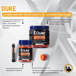 duke extreme irritant projectiles (1% oc + 4% pava) 0.68 caliber