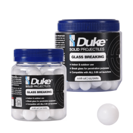 duke glass breaking solid projectiles 0.68 caliber