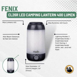 Fenix Cl26r Led Camping Lantern 400 Lumen - Dyehard Paintball