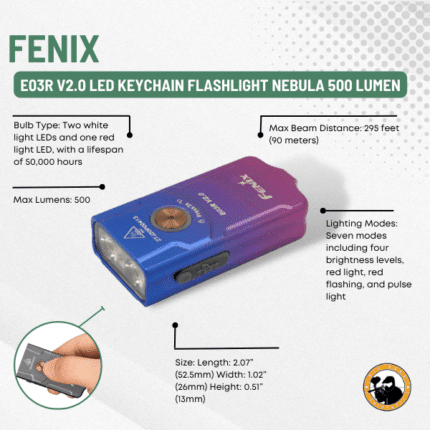 fenix e03r v2.0 led keychain flashlight nebula 500 lumen
