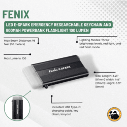 Fenix Led E-spark Emergency Researchable Keychain and 800mah Powerbank Flashlight 100 Lumen - Dyehard Paintball