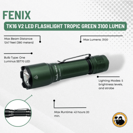 fenix tk16 v2 led flashlight tropic green 3100 lumen