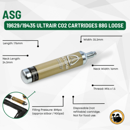 asg 19629/19435 ultrair co2 cartridges 88g loose