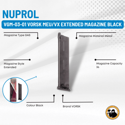 Nuprol Vgm-03-01 Vorsk Meu/vx Extended Magazine Black - Dyehard Paintball