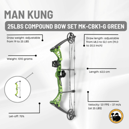 Man Kung 25lbs Compound Bow Set Mk-cbk1-g Green - Dyehard Paintball