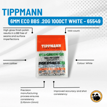 tippmann 6mm eco bbs .20g 1000ct white - 65549