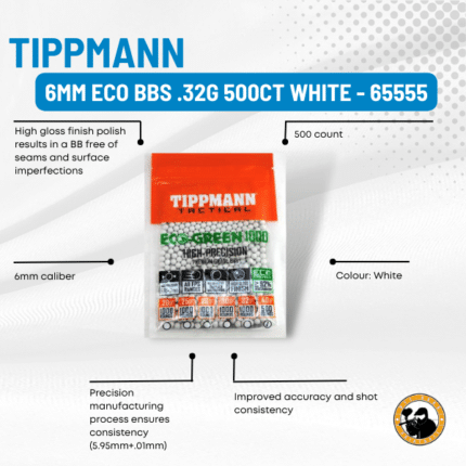 tippmann 6mm eco bbs .32g 500ct white - 65555