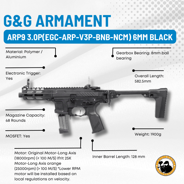 G&g Armament Arp9 3.0p(egc-arp-v3p-bnb-ncm) 6mm Black - Dyehard Paintball
