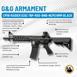 G&g Armament Cm16 Raider (egc-16p-rds-bnb-ncm) 6mm Black - Dyehard Paintball