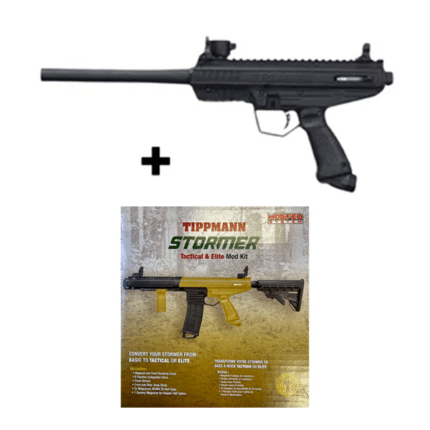 tippmann stormer basic (oem) + tippmann stormer mod kit 0.68 caliber black combo