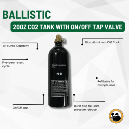 ballistic 20oz co2 tank with on/off tap valve