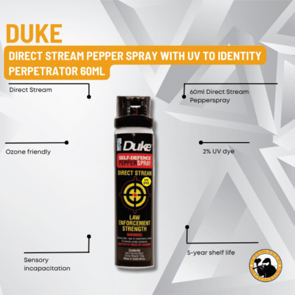 duke direct stream pepper spray with uv to identity perpetrator 60ml