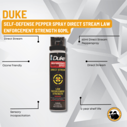 duke self-defense pepper spray direct stream law enforcement strength 60ml