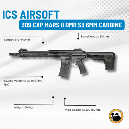 ics airsoft 309 cxp mars ii dmr s3 6mm carbine