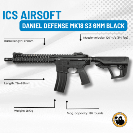 ics airsoft daniel defense mk18 s3 6mm black