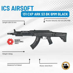 ics airsoft 131 cxp ark s3 bk 6mm black