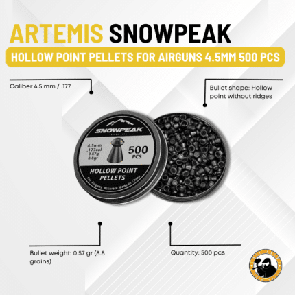 artemis snowpeak hollow point pellets for airguns 4.5mm 500 pcs