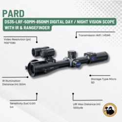 pard ds35-lrf-50mm-850nm digital day / night vision scope with ir & rangefinder