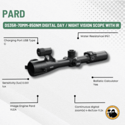 pard ds35r-70mm-850nm digital day / night vision scope with ir