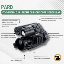 pard fd-1-850nm 3 in 1 front clip-on scope monocular