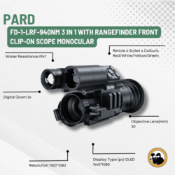 pard fd-1-lrf-940nm 3 in 1 with rangefinder front clip-on scope monocular