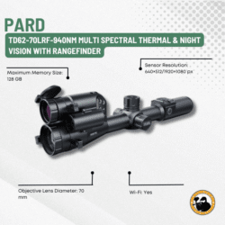 pard td62-70lrf-940nm multi spectral thermal & night vision with rangefinder