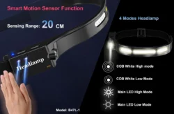 speras b47l-1 500lm rechargeable headlamp (white+motion sensor)