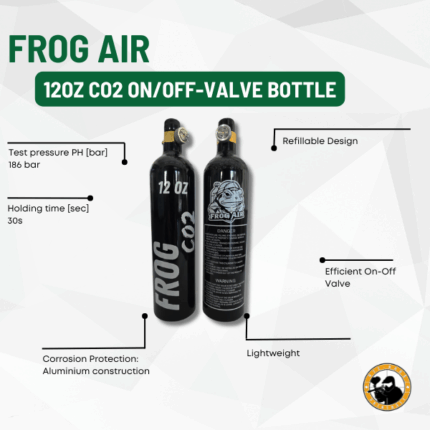 frog air 12oz co2 on/off-valve bottle