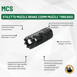 mcs stiletto muzzle brake (22mm muzzle threads)