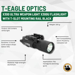 t-eagle optics x300 ultra weapon light x300u flashlight with t-slot mounting rail black