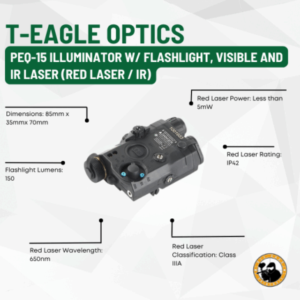 t-eagle optics peq-15 illuminator w/ flashlight, visible and ir laser (red laser / ir)