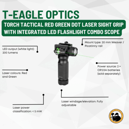 t-eagle optics torch tactical red green dot laser sight grip with integrated led flashlight combo scope
