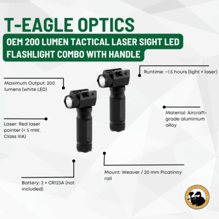 t-eagle optics oem 200 lumen tactical laser sight led flashlight combo with handle