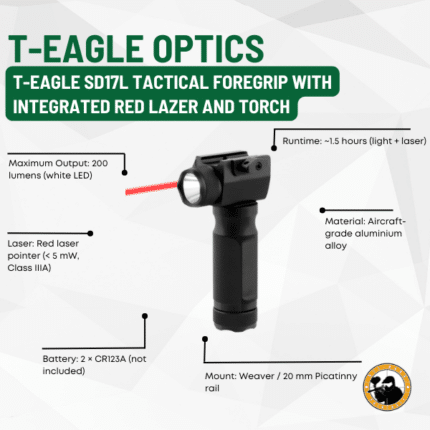 t-eagle sd17l tactical foregrip with integrated red lazer and torch