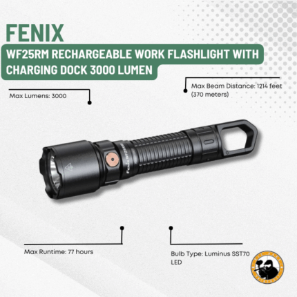 fenix wf25rm rechargeable work flashlight with charging dock 3000 lumen
