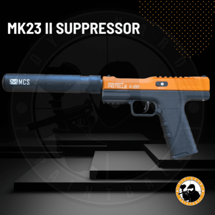 pistelle x-68 stainless steel 11.5" barrel and mk23 ii suppressor combo kit (max power 50+ joules)