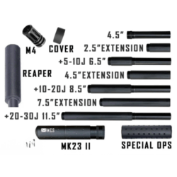 nxwerks stainless steel max power 50+ joules pistelle x-68 11.5inch barrel and mk23 socom suppressor combo kit