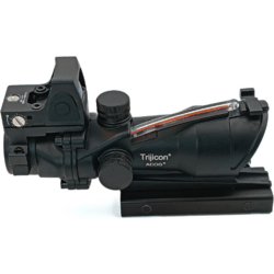 t-eagle optics acog style 4x32 rifle scope with fiber optic illumination & rmr red dot sight – dual optic, 20mm rail mount, green chevron reticle – tactical airsoft scope