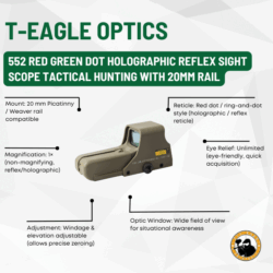 t-eagle optics 552 red green dot holographic reflex sight scope tactical hunting with 20mm rail