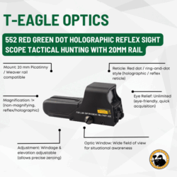 t-eagle optics 552 red green dot holographic reflex sight scope tactical hunting with 20mm rail black